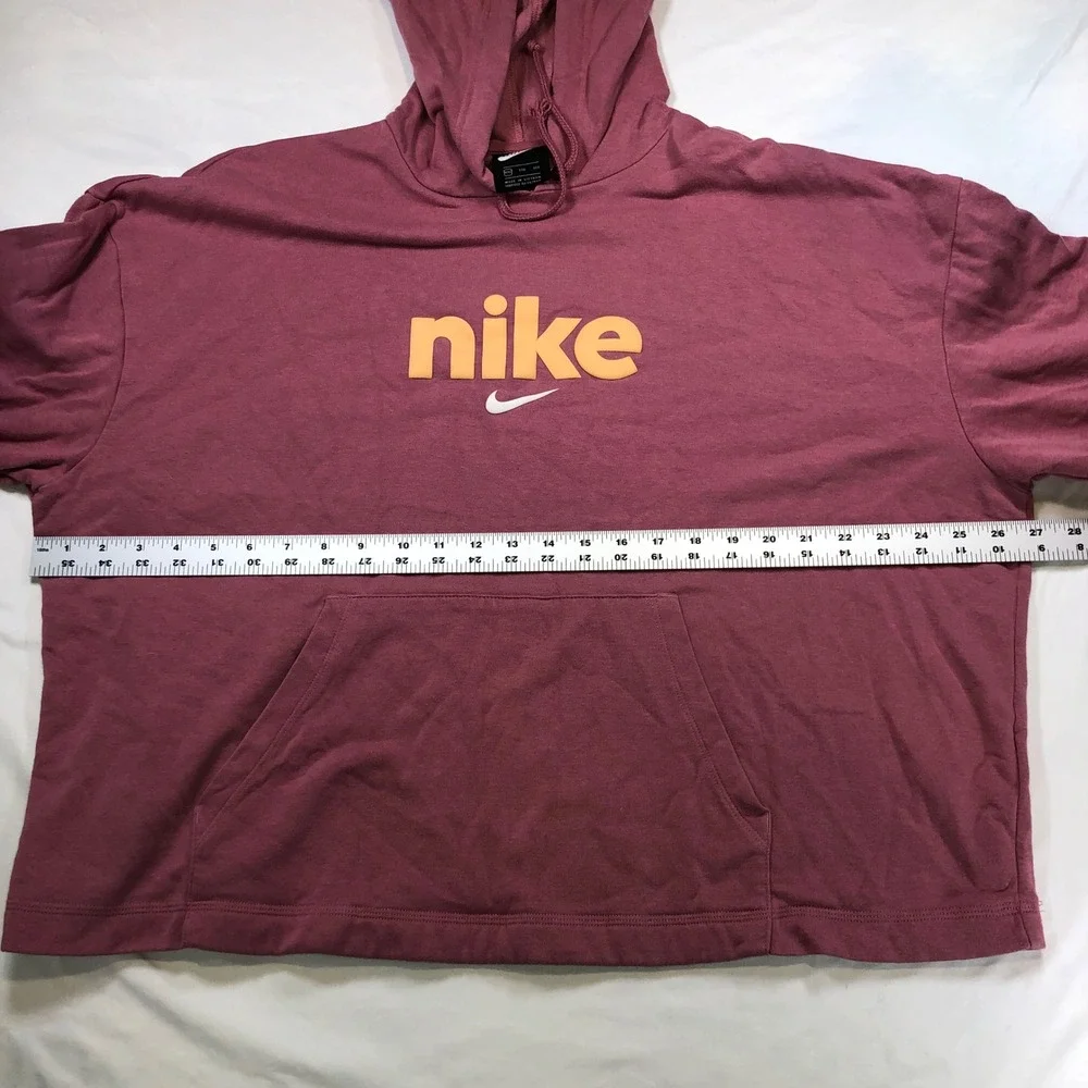 Nike Sportswear Logo Hoodie XXL Mauve Pink Orange Puff Print Pullover Womens